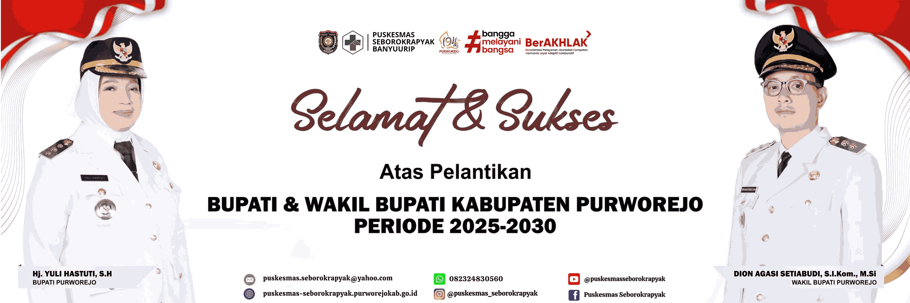 Selamat dan Sukses atas Pelantikan Bupati dan Wakil Bupati Purworejo Periode 2025-2030